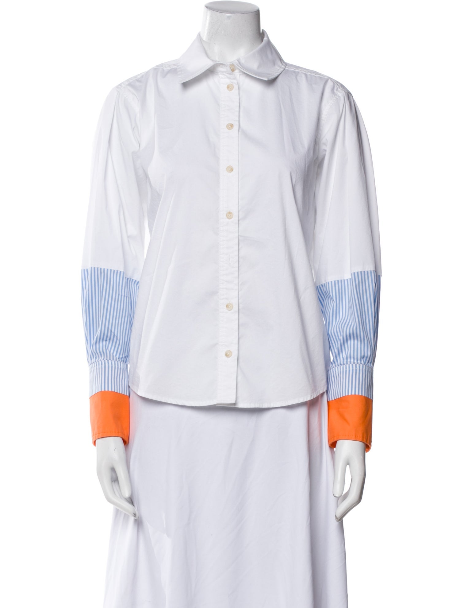 Tanya Taylor Colorblock Pattern Long Sleeve Button-Up Top