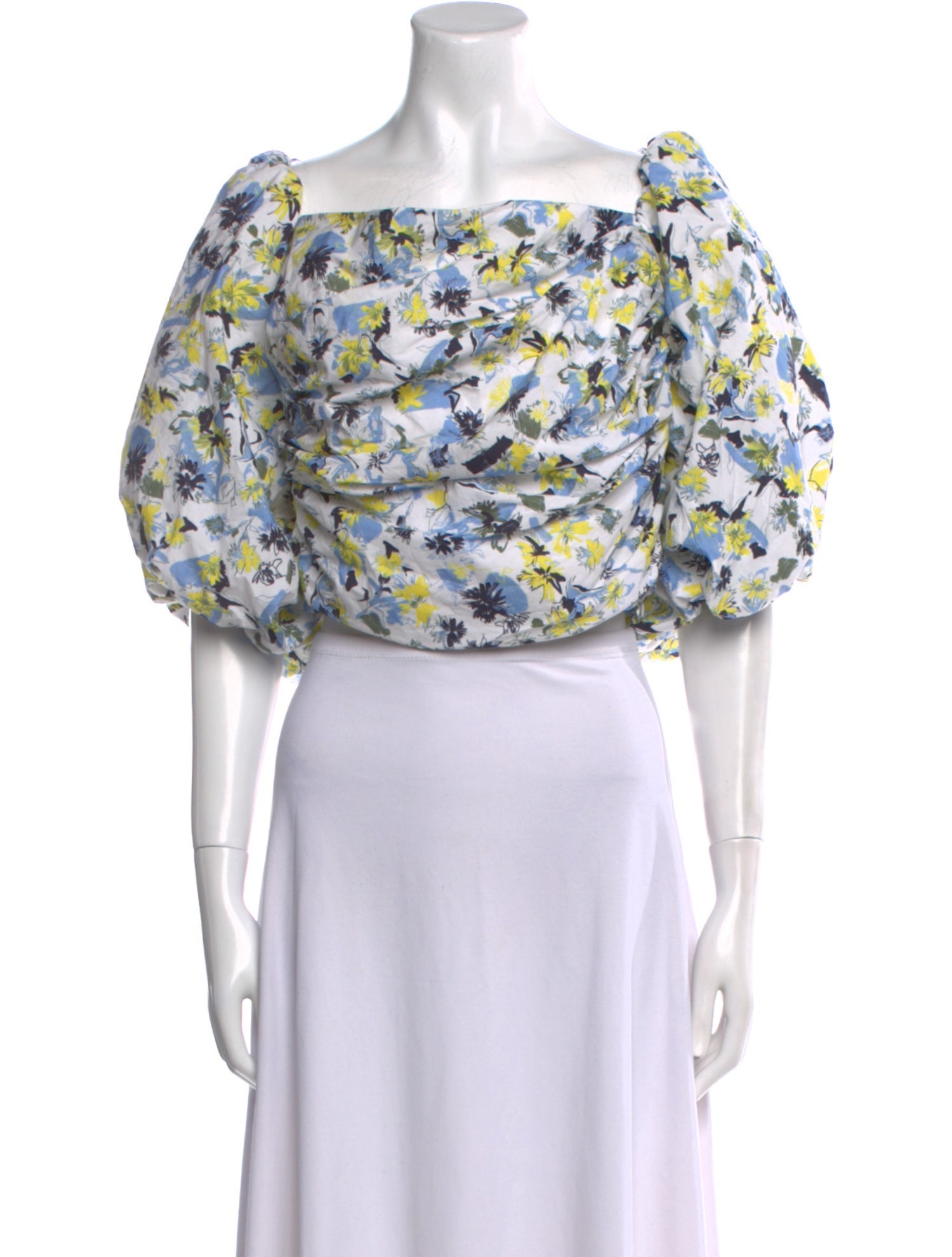 Tanya Taylor Floral Print Square Neckline Crop Top