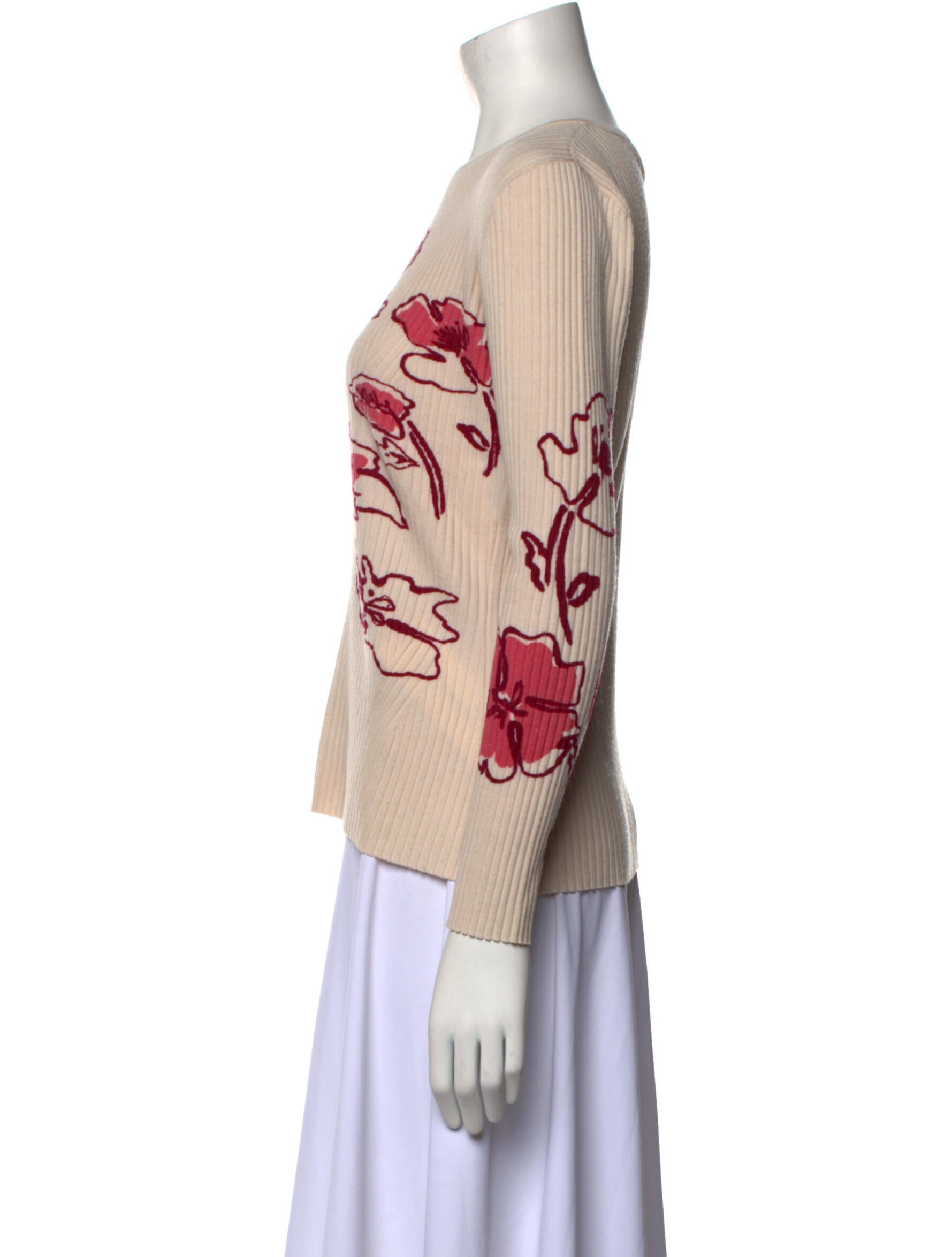 Tanya Taylor Merino Wool Floral Print Sweater