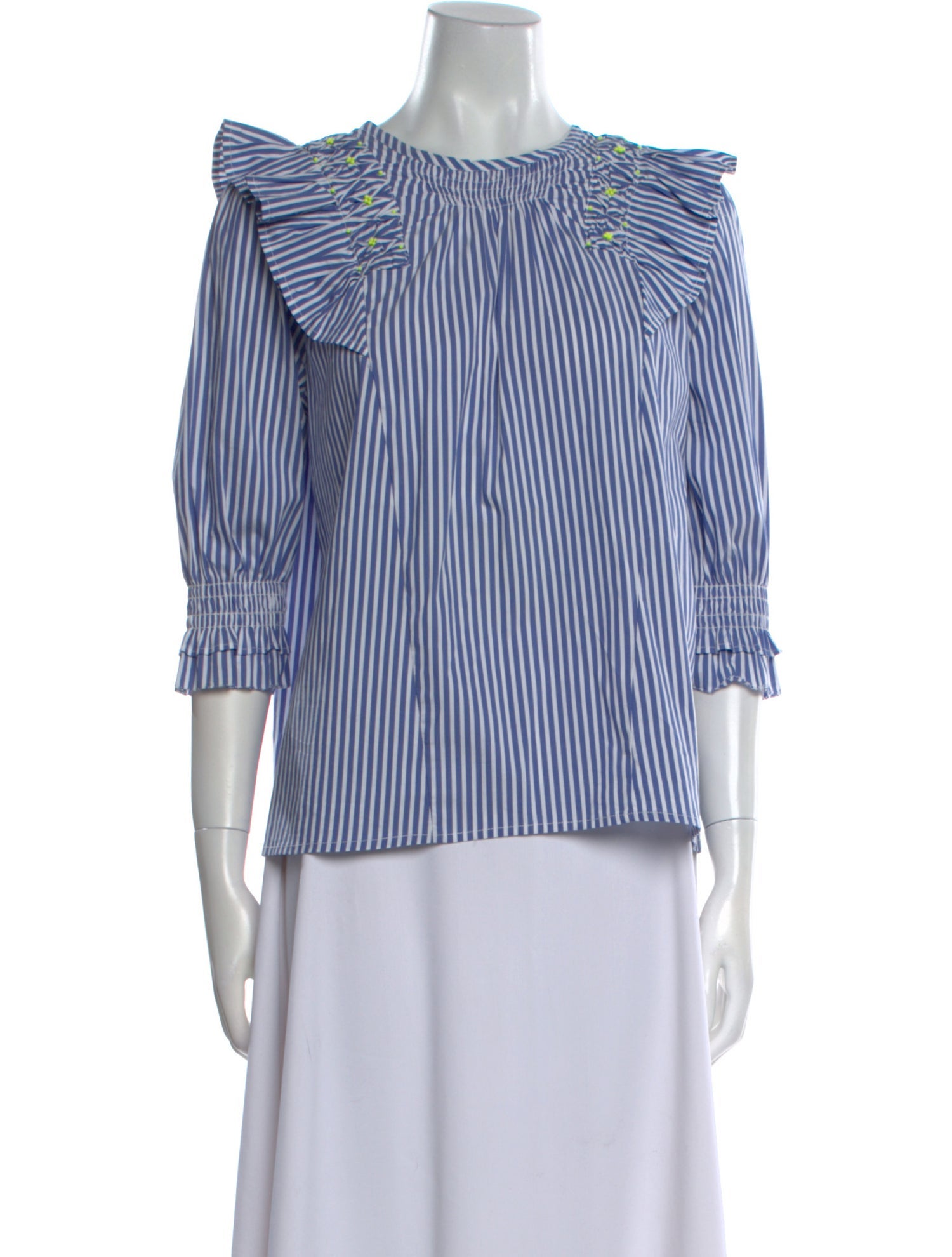 Tanya Taylor Striped Crew Neck Blouse