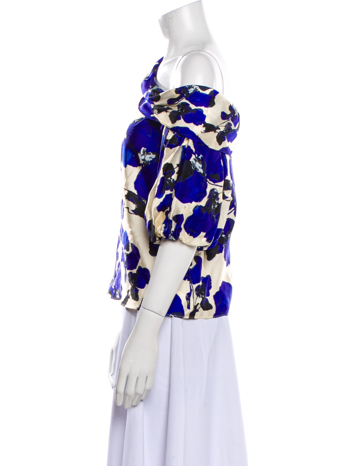 Tanya Taylor Floral Print One-Shoulder Blouse