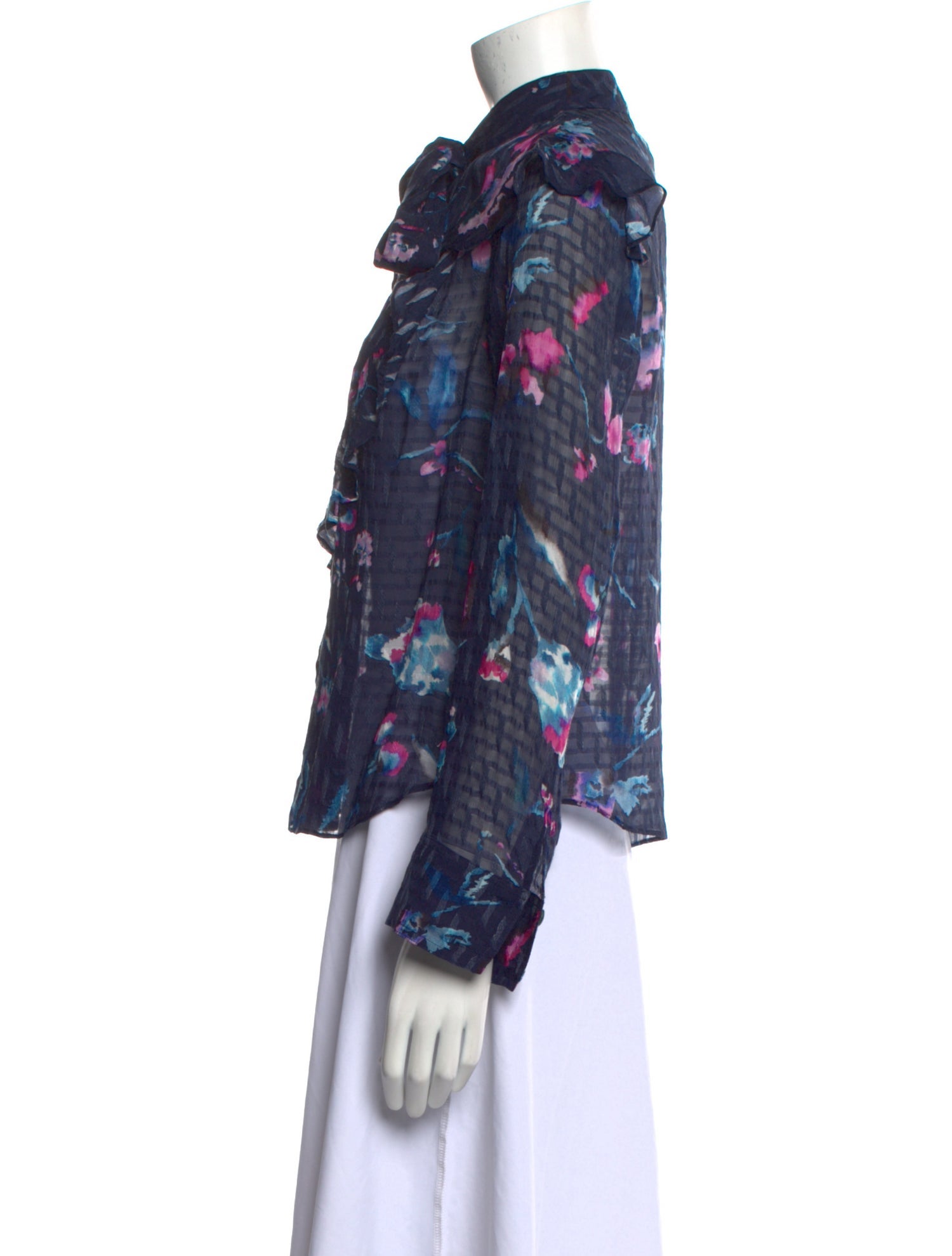 Tanya Taylor Silk Floral Print Button-Up Top