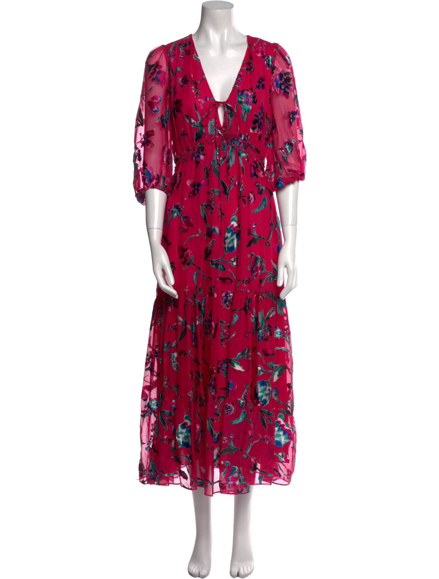 Tanya Taylor Floral Print Midi Length Dress