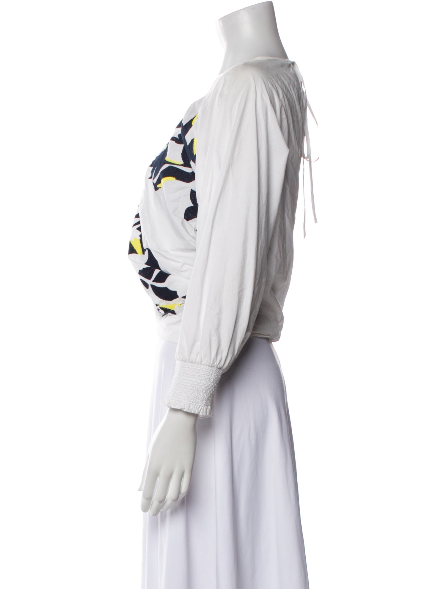 Tanya Taylor Printed Bateau Neckline Crop Top