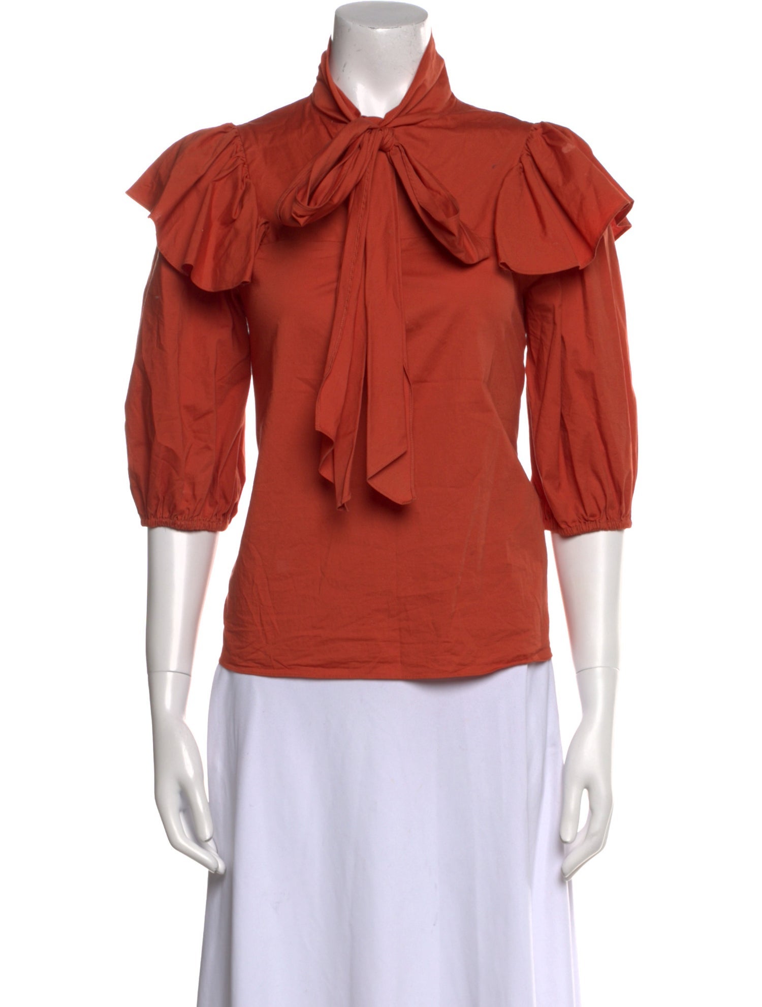 Tanya Taylor Mock Neck Three-Quarter Sleeve Blouse