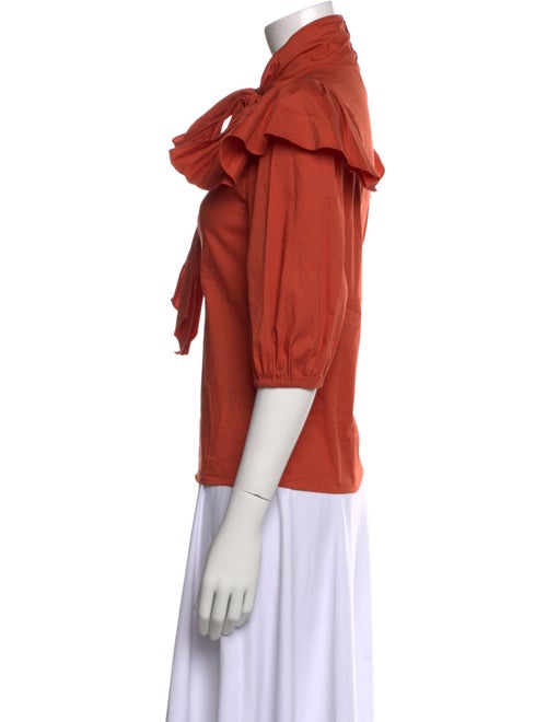 Tanya Taylor Mock Neck Three-Quarter Sleeve Blouse