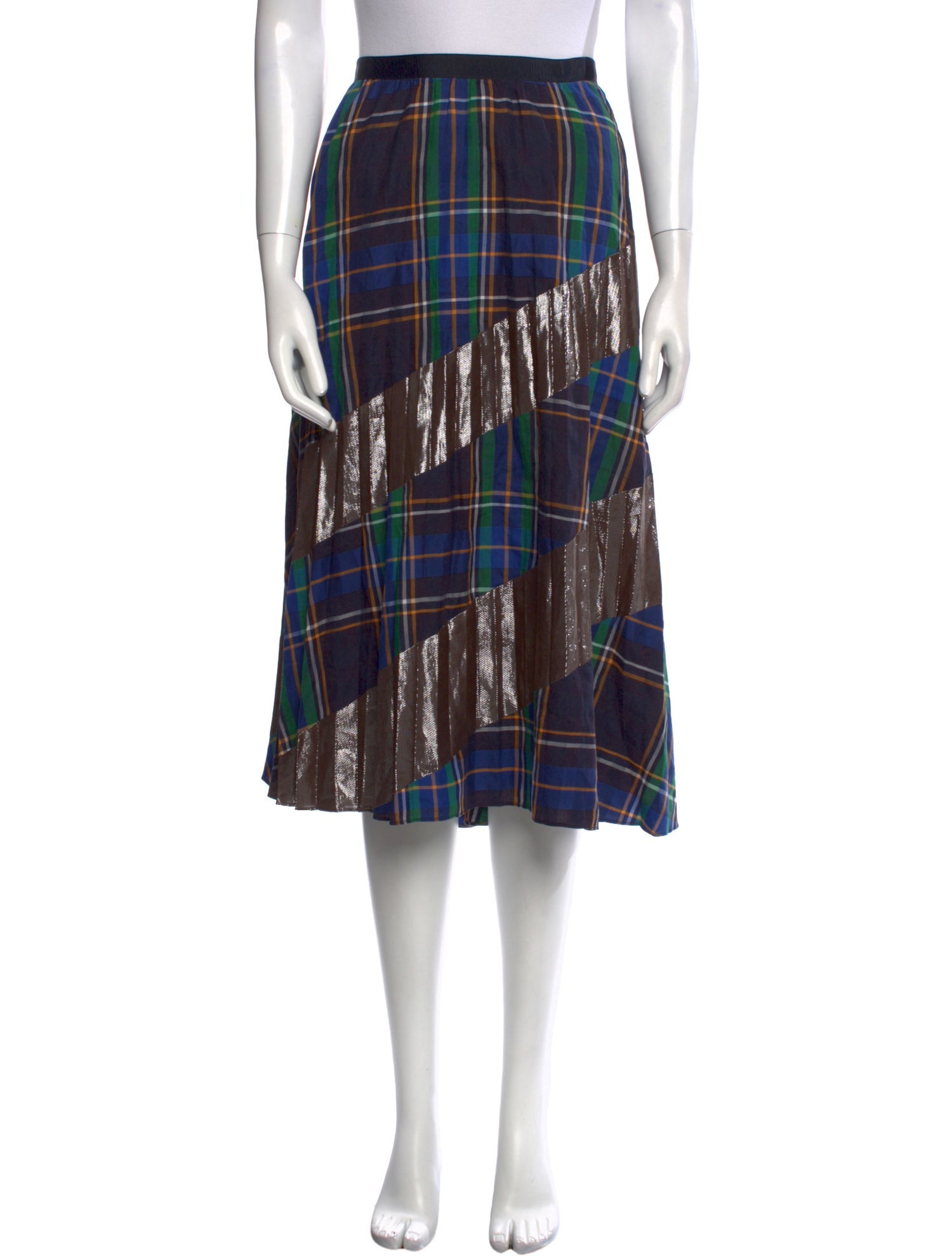 Tanya Taylor Plaid Print Midi Length Skirt