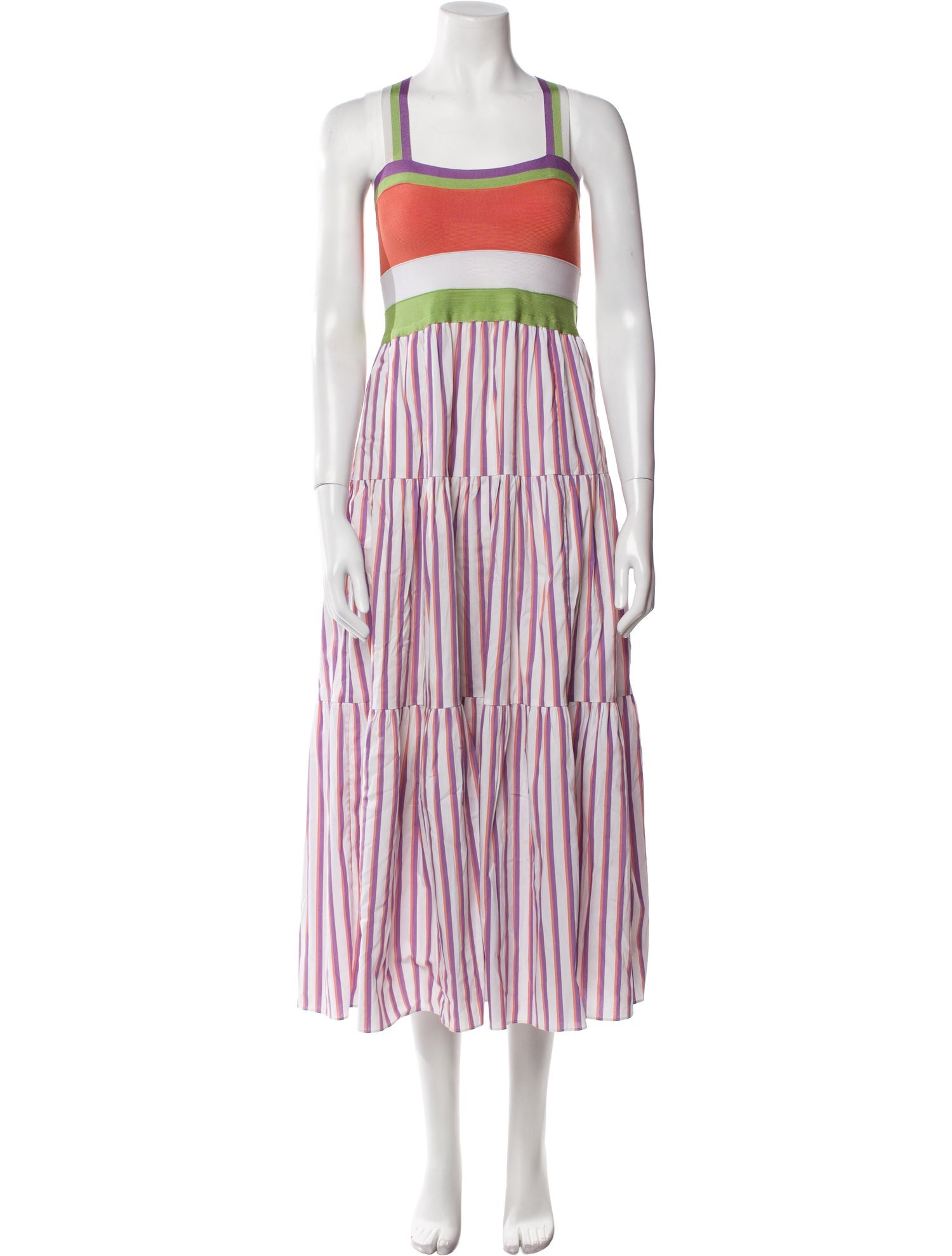 Tanya Taylor Striped Midi Length Dress