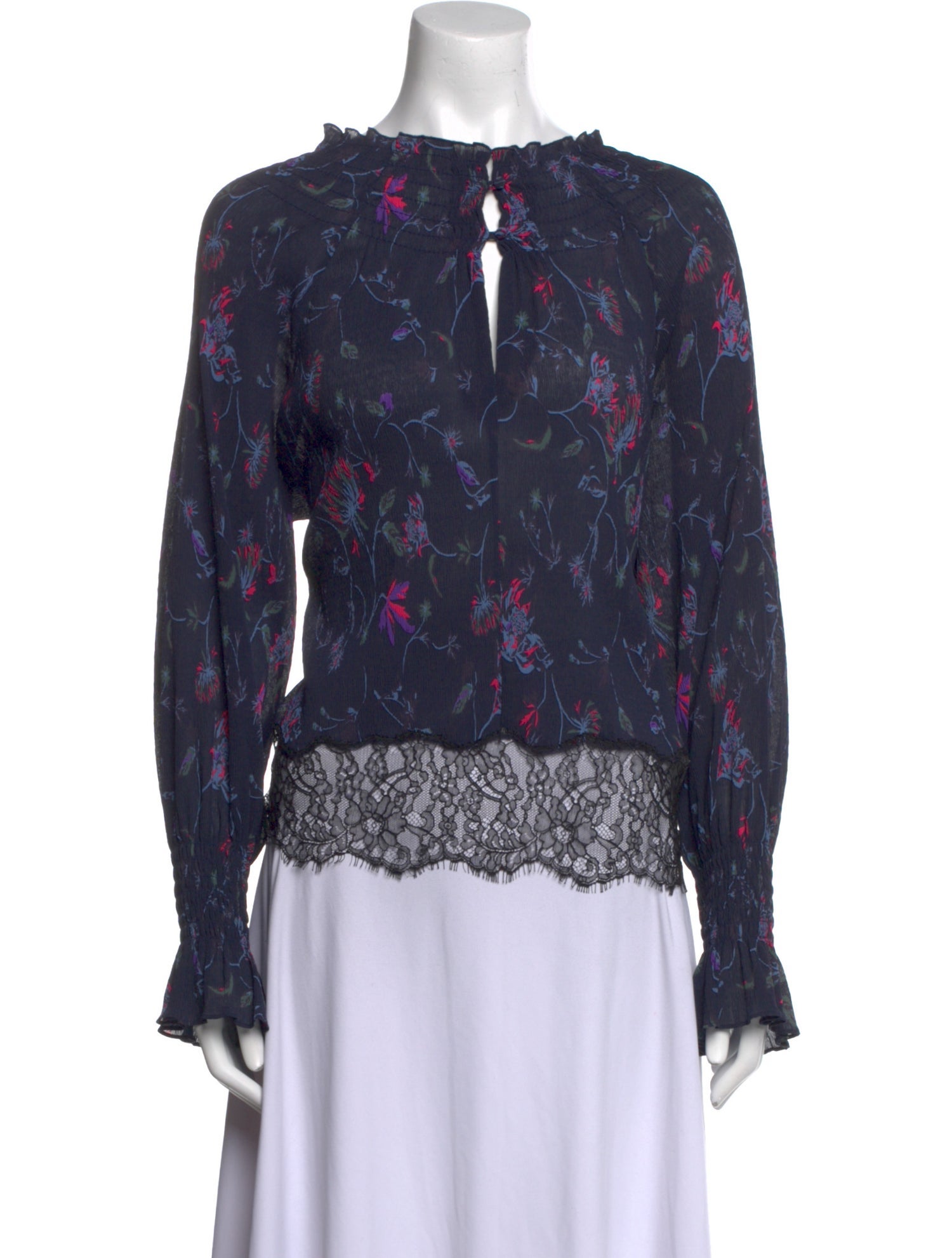 Tanya Taylor Floral Print Bateau Neckline Blouse