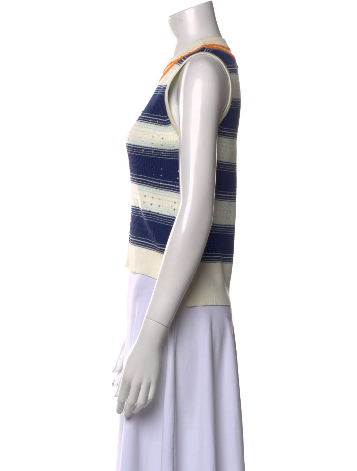 Tanya Taylor Striped Crew Neck Crop Top