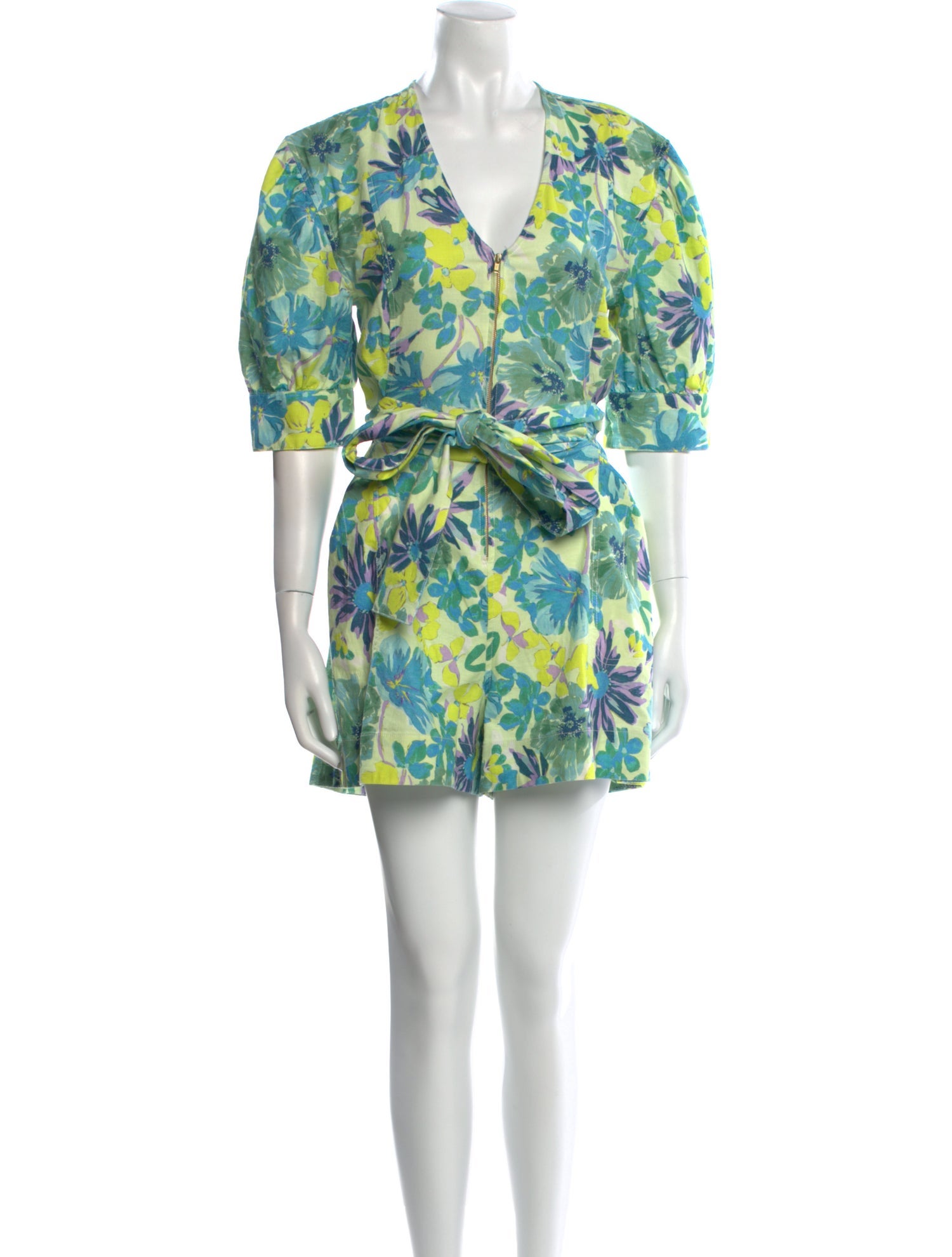 Tanya Taylor Printed V-Neck Romper