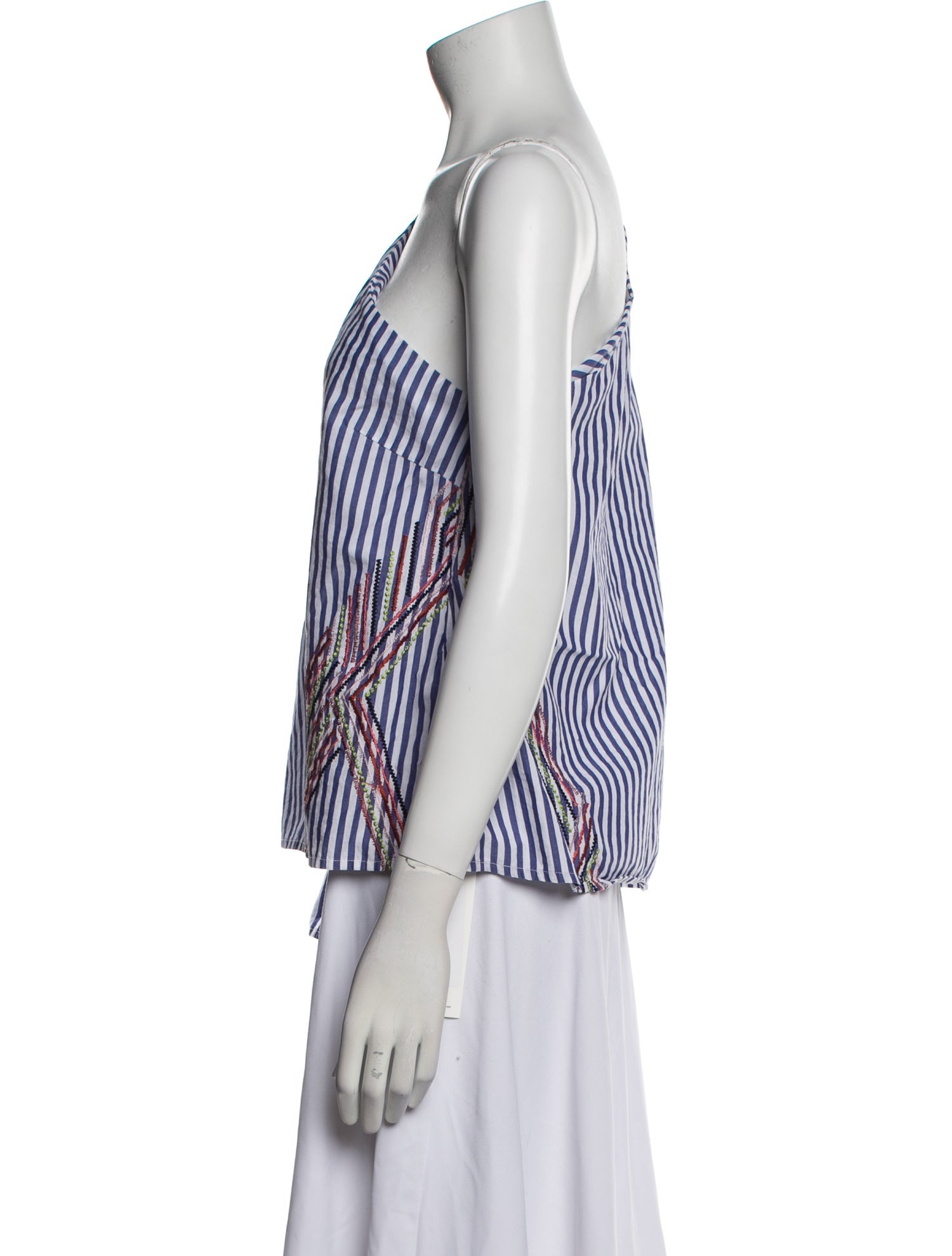 Tanya Taylor Striped One-Shoulder Blouse