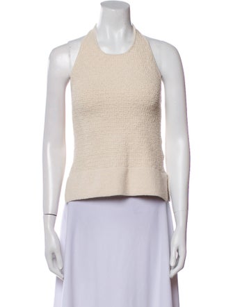 Tanya Taylor Halterneck Sleeveless Crop Top