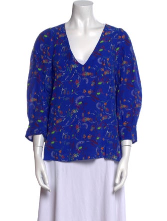 Tanya Taylor Silk Floral Print Blouse