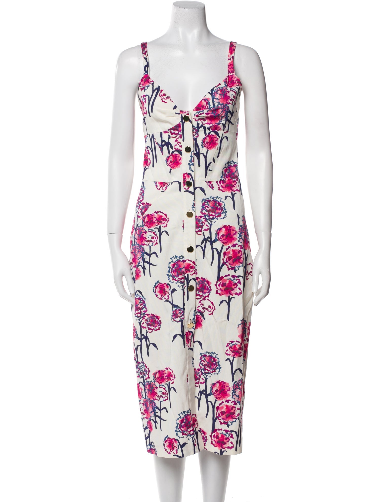 Tanya Taylor Floral Print Midi Length Dress