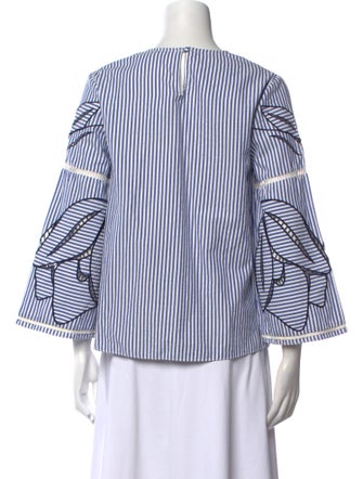 Tanya Taylor Striped Scoop Neck Blouse