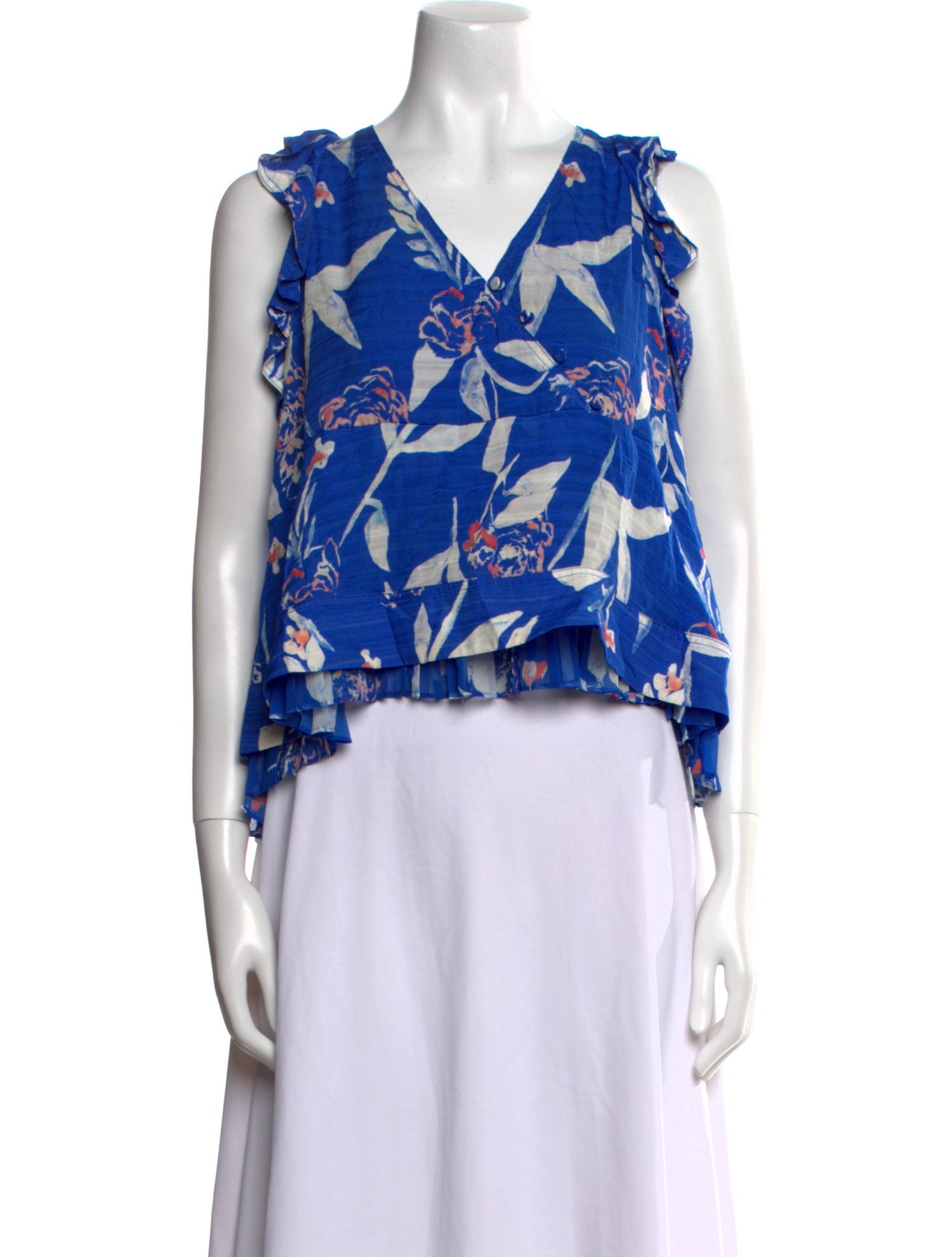 Tanya Taylor Silk Floral Print Crop Top