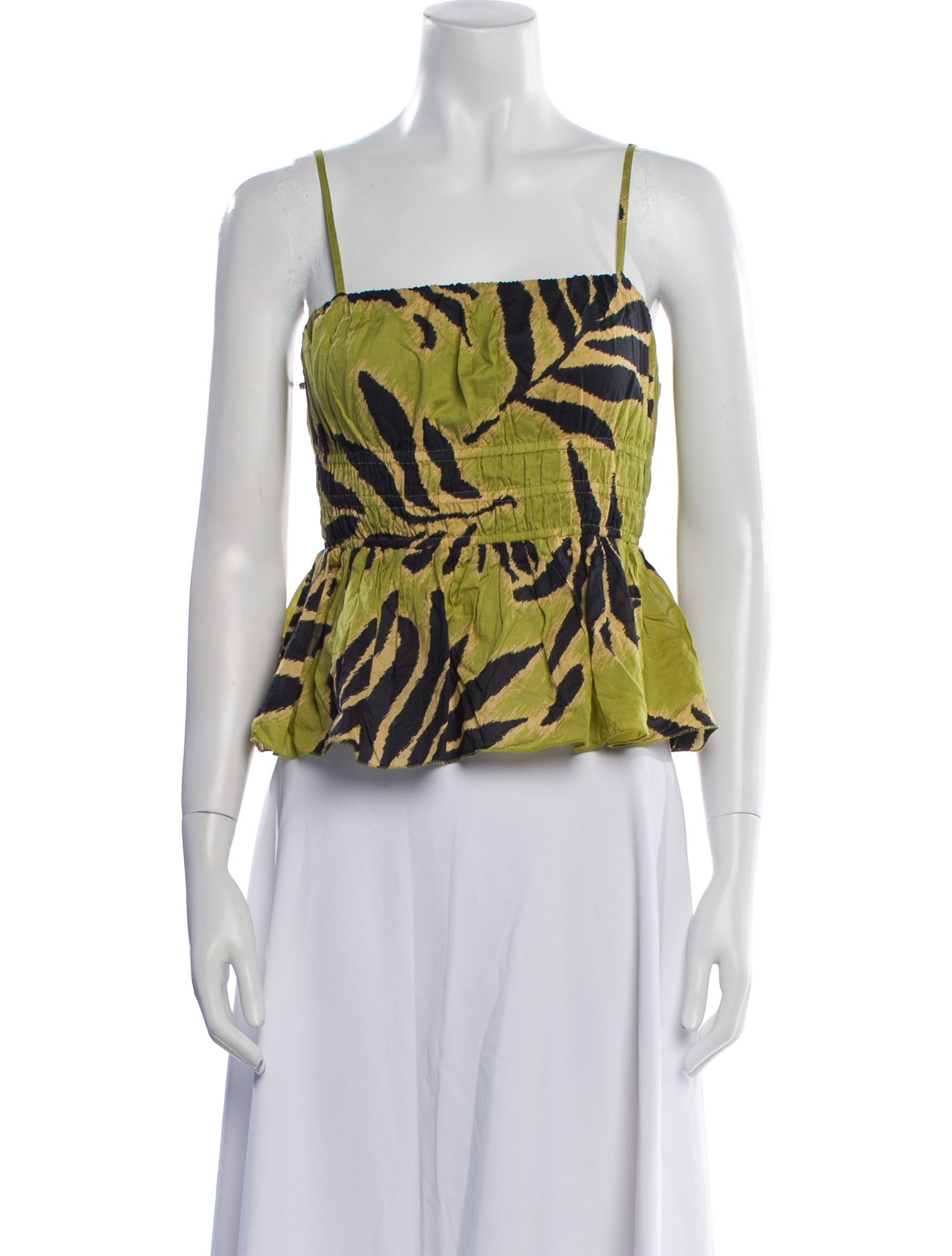 Tanya Taylor Printed Square Neckline Crop Top