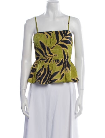 Tanya Taylor Printed Square Neckline Crop Top