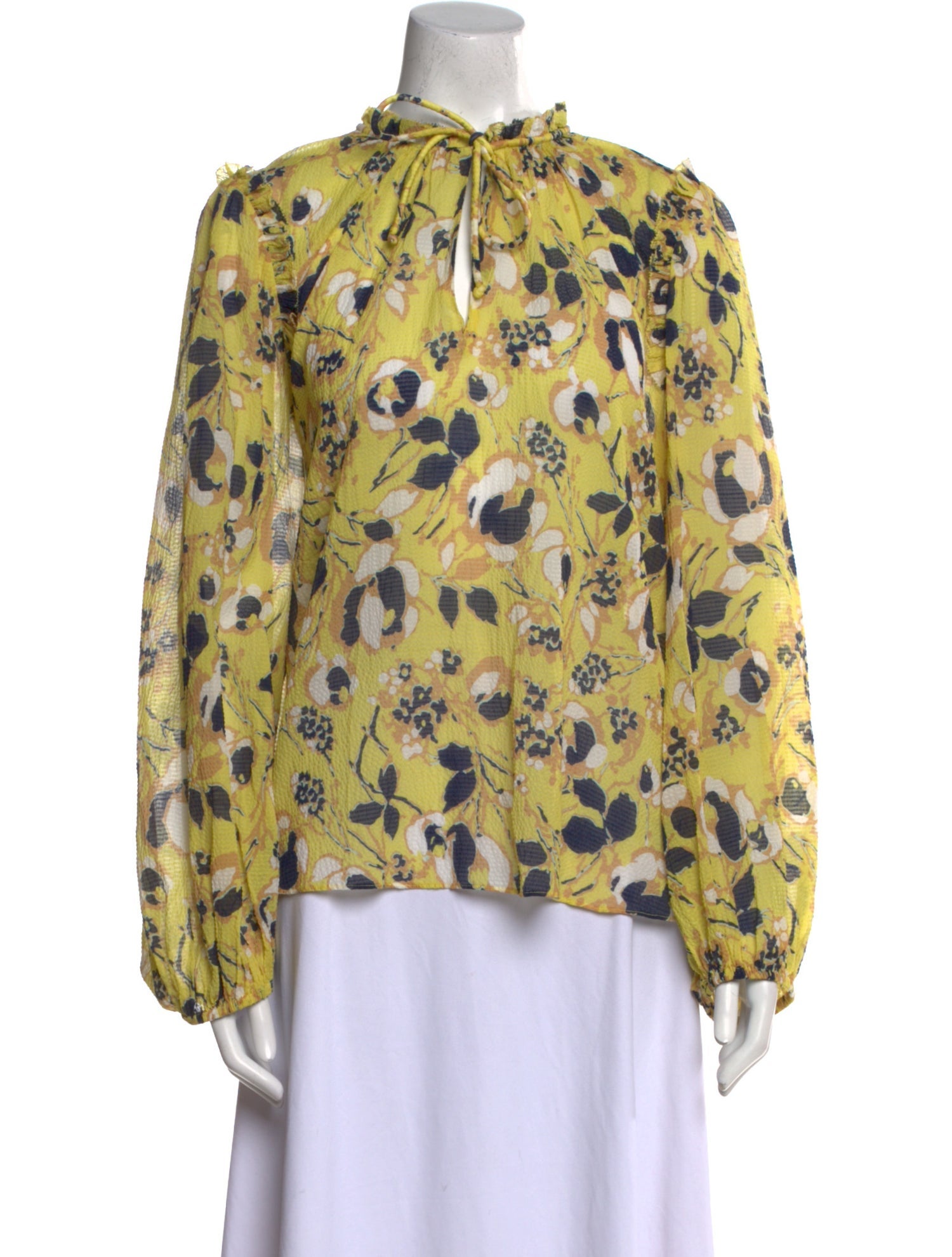 Tanya Taylor Floral Print Mock Neck Blouse