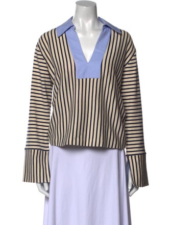 Tanya Taylor Striped Long Sleeve Polo