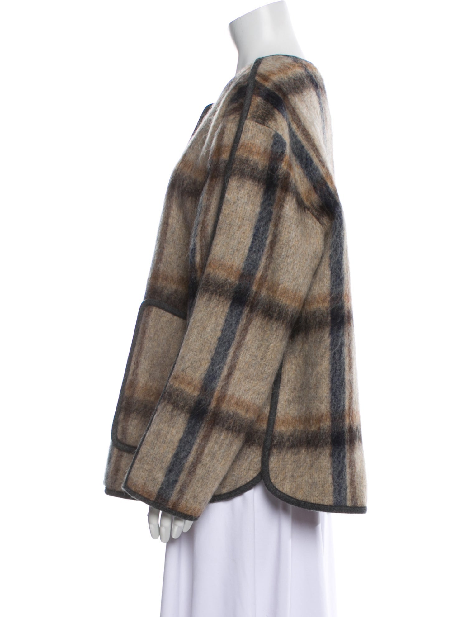 Tanya Taylor Wool Plaid Print Coat
