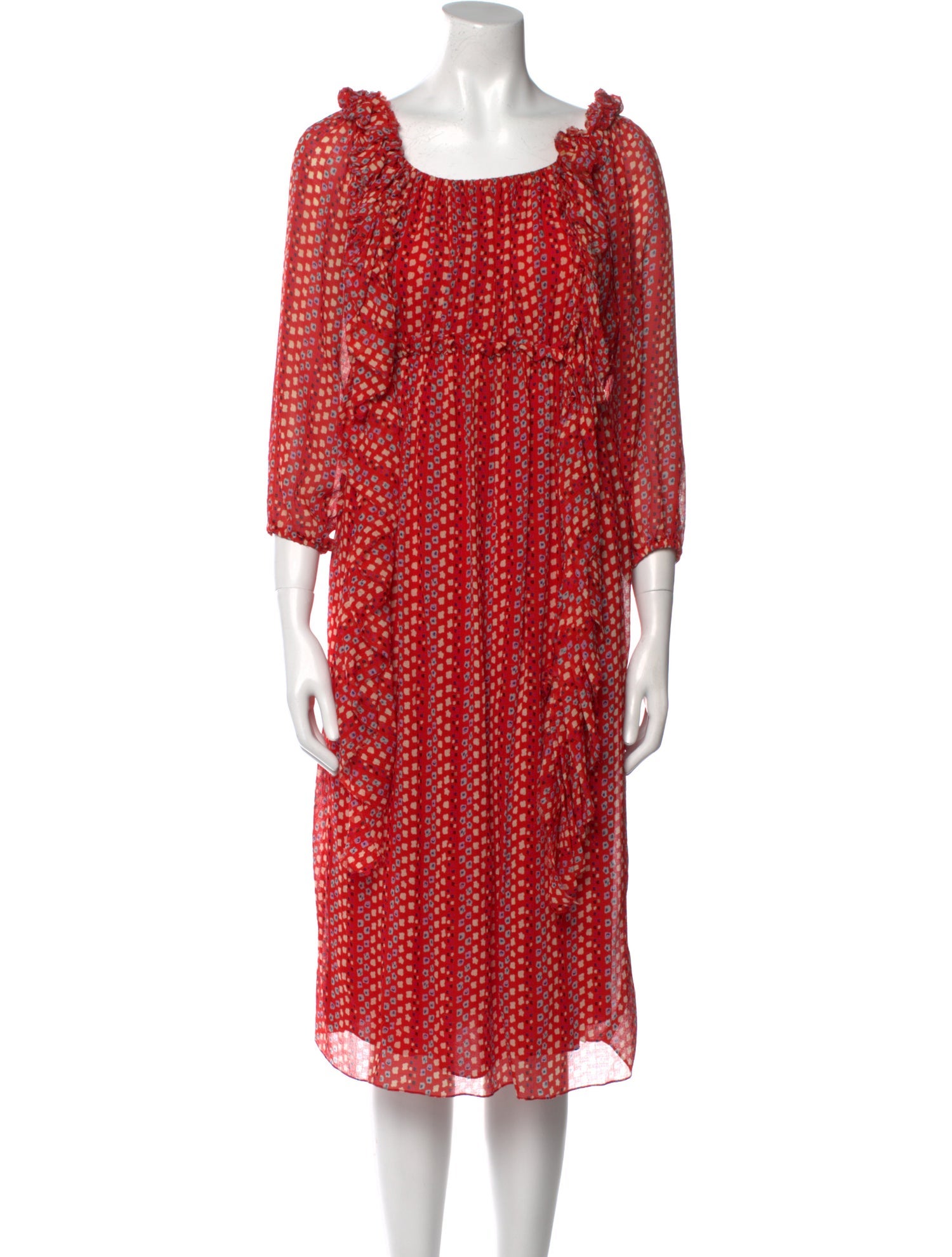 Tanya Taylor Printed Midi Length Dress