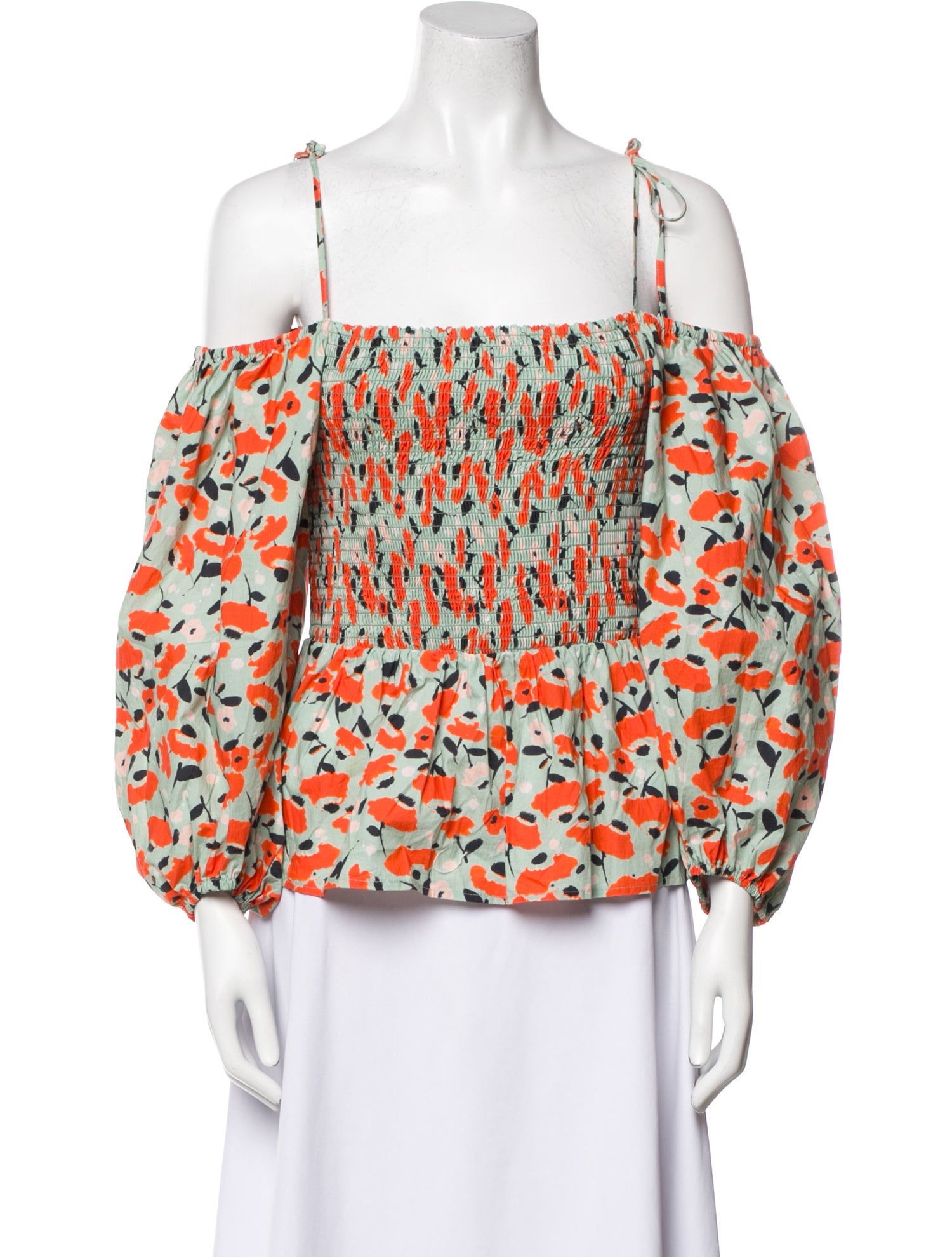 Tanya Taylor Printed Square Neckline Blouse