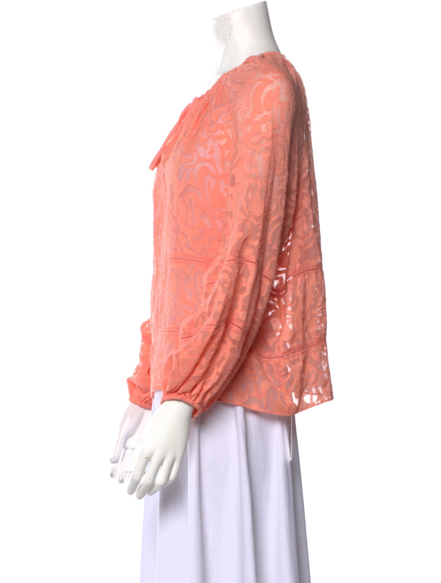 Tanya Taylor Tie Neck Long Sleeve Blouse