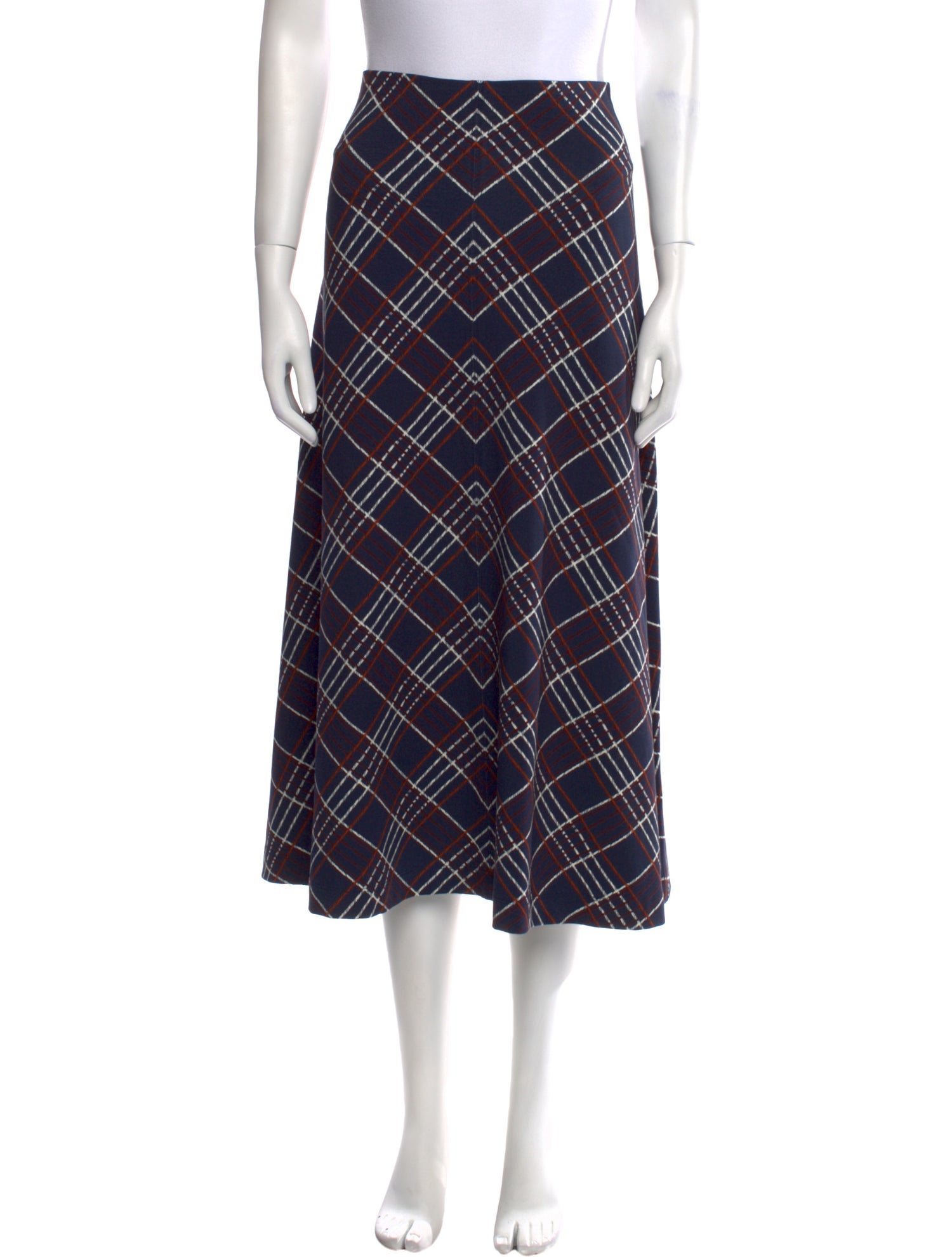 Tanya Taylor Plaid Print Midi Length Skirt w/ Tags