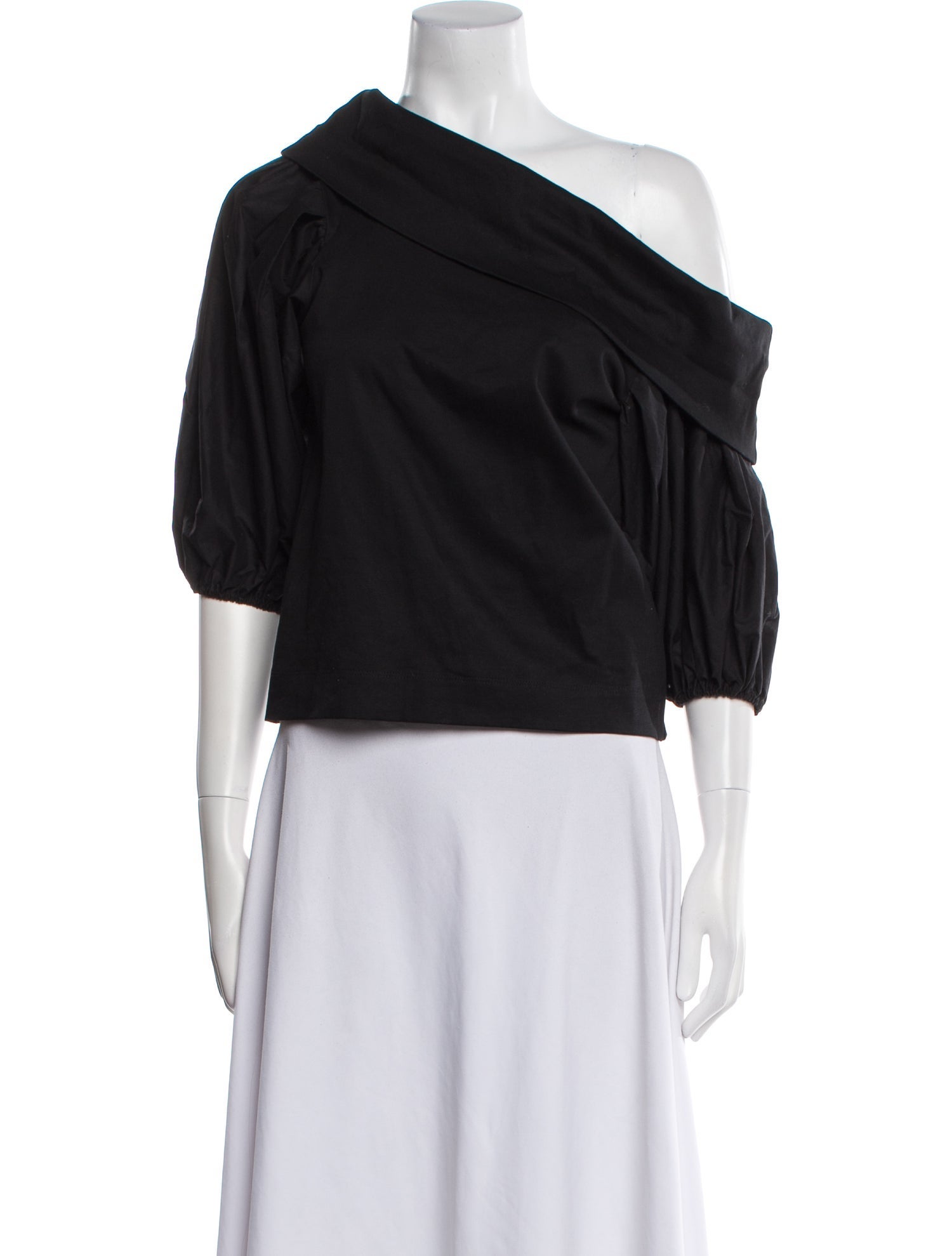 Tanya Taylor One-Shoulder Three-Quarter Sleeve Crop Top