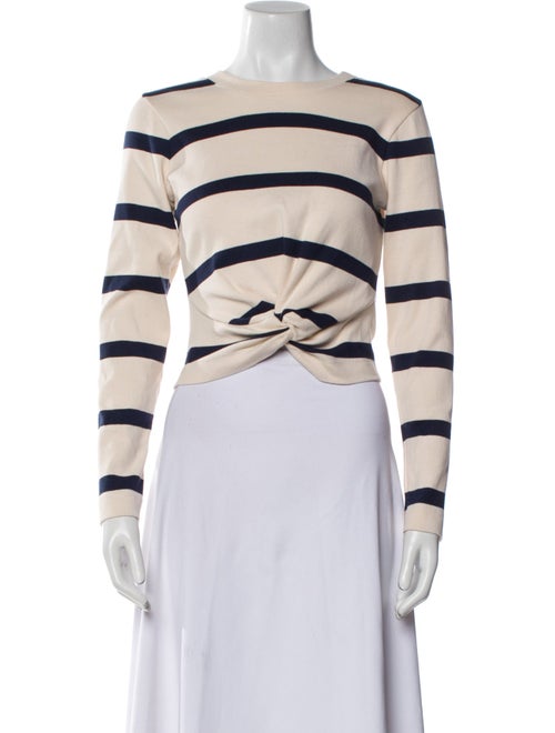 Tanya Taylor Striped Bateau Neckline Crop Top