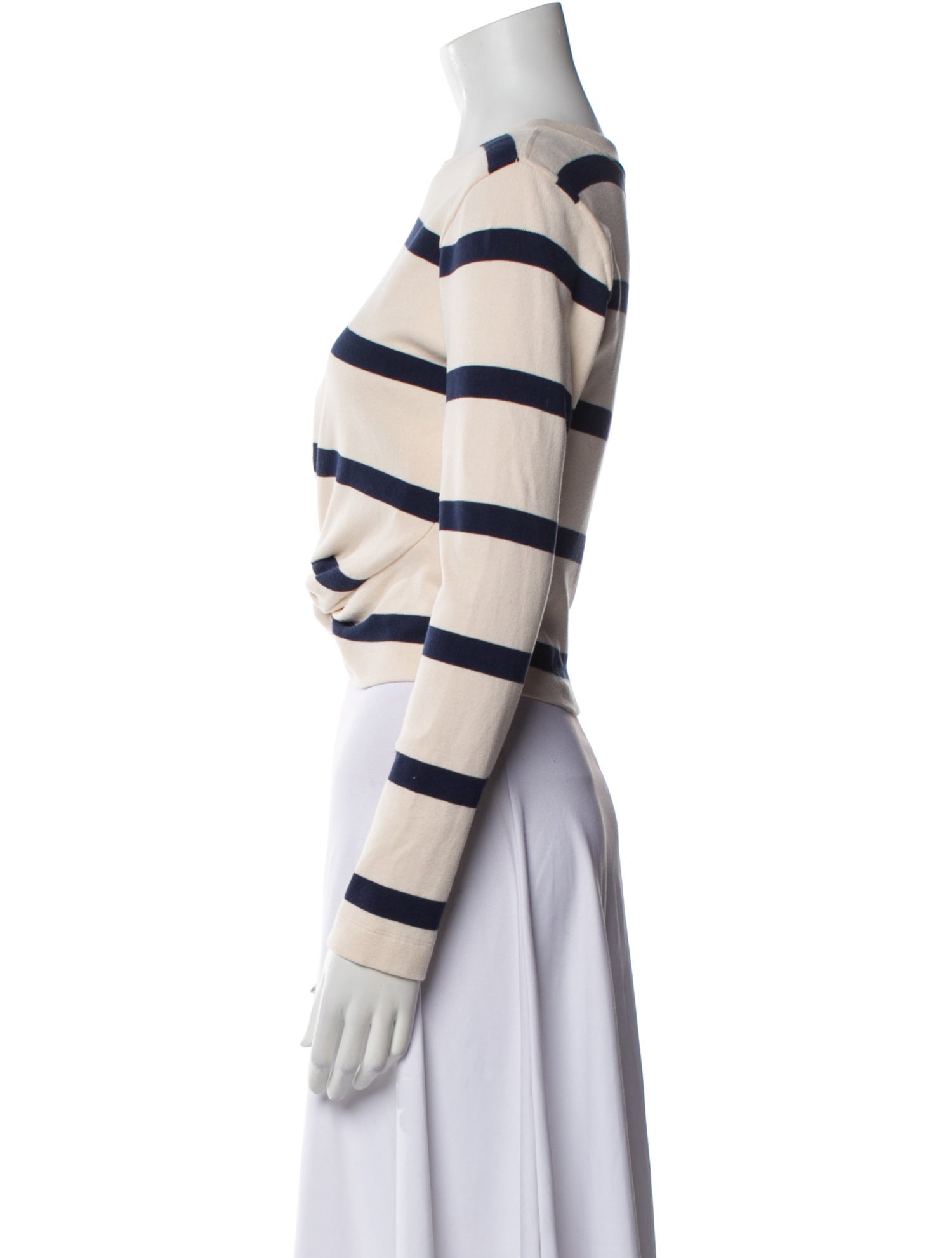 Tanya Taylor Striped Bateau Neckline Crop Top