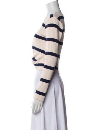 Tanya Taylor Striped Bateau Neckline Crop Top