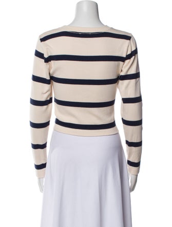 Tanya Taylor Striped Bateau Neckline Crop Top