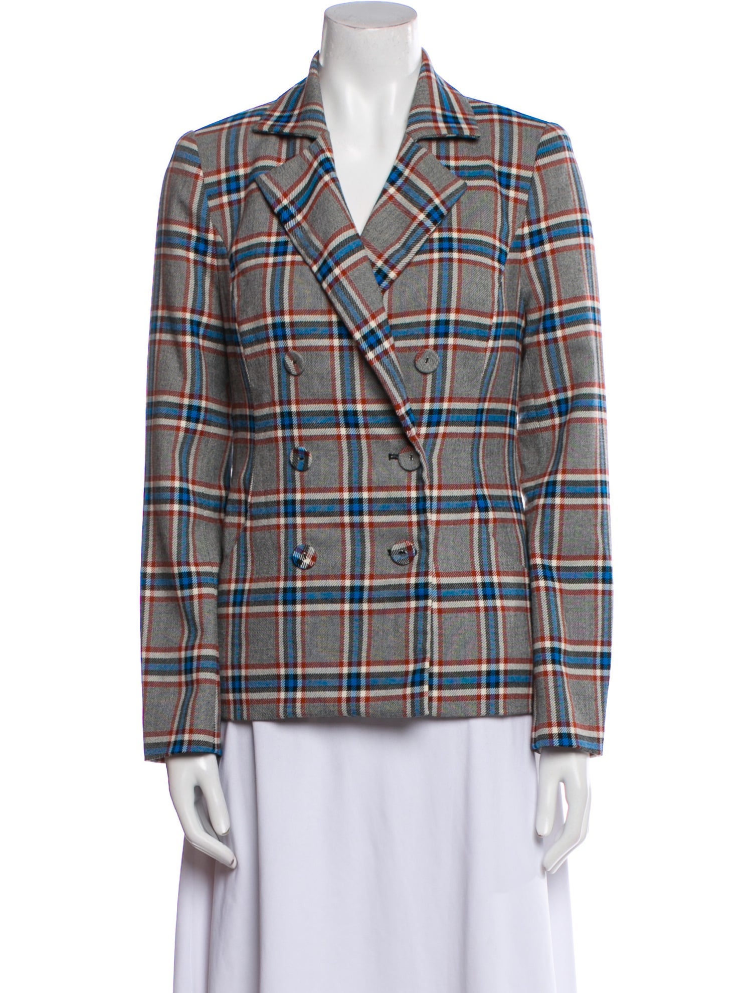 Tanya Taylor Plaid Print Blazer