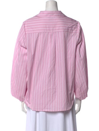 Tanya Taylor Striped Three-Quarter Sleeve Button-Up Top