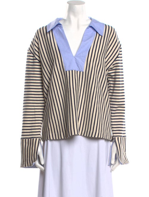 Tanya Taylor Striped Long Sleeve Polo
