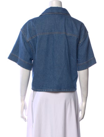 Tanya Taylor V-Neck Short Sleeve Crop Top