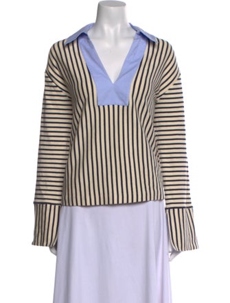 Tanya Taylor Striped Long Sleeve Top