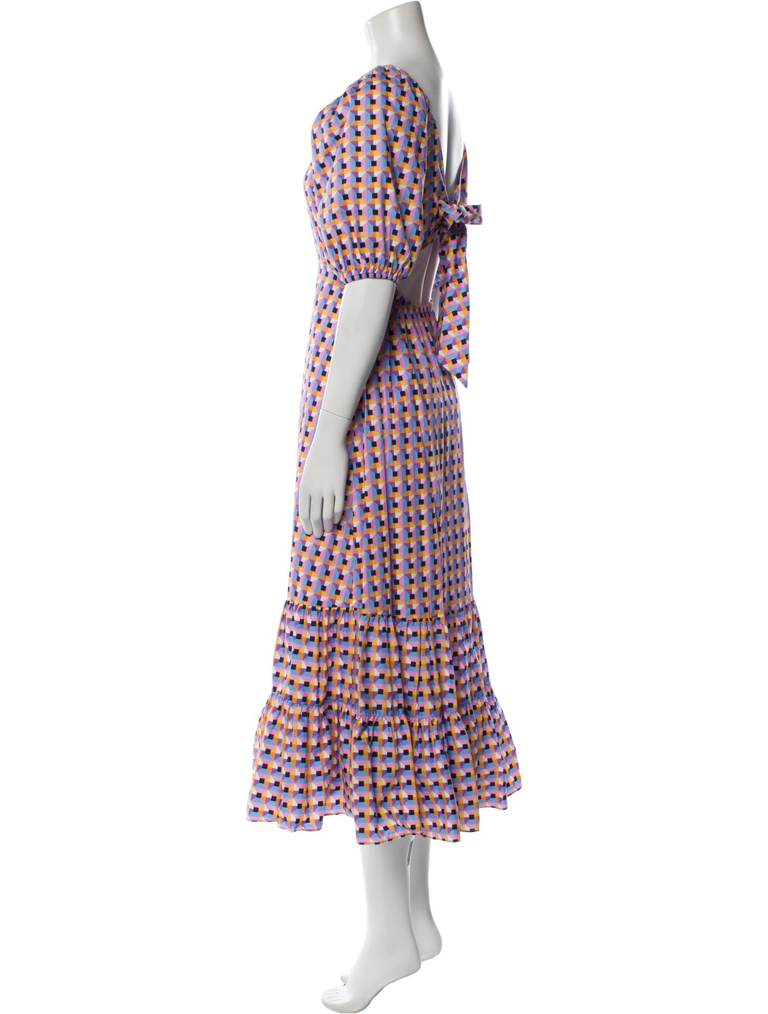 Tanya Taylor Plaid Print Midi Length Dress