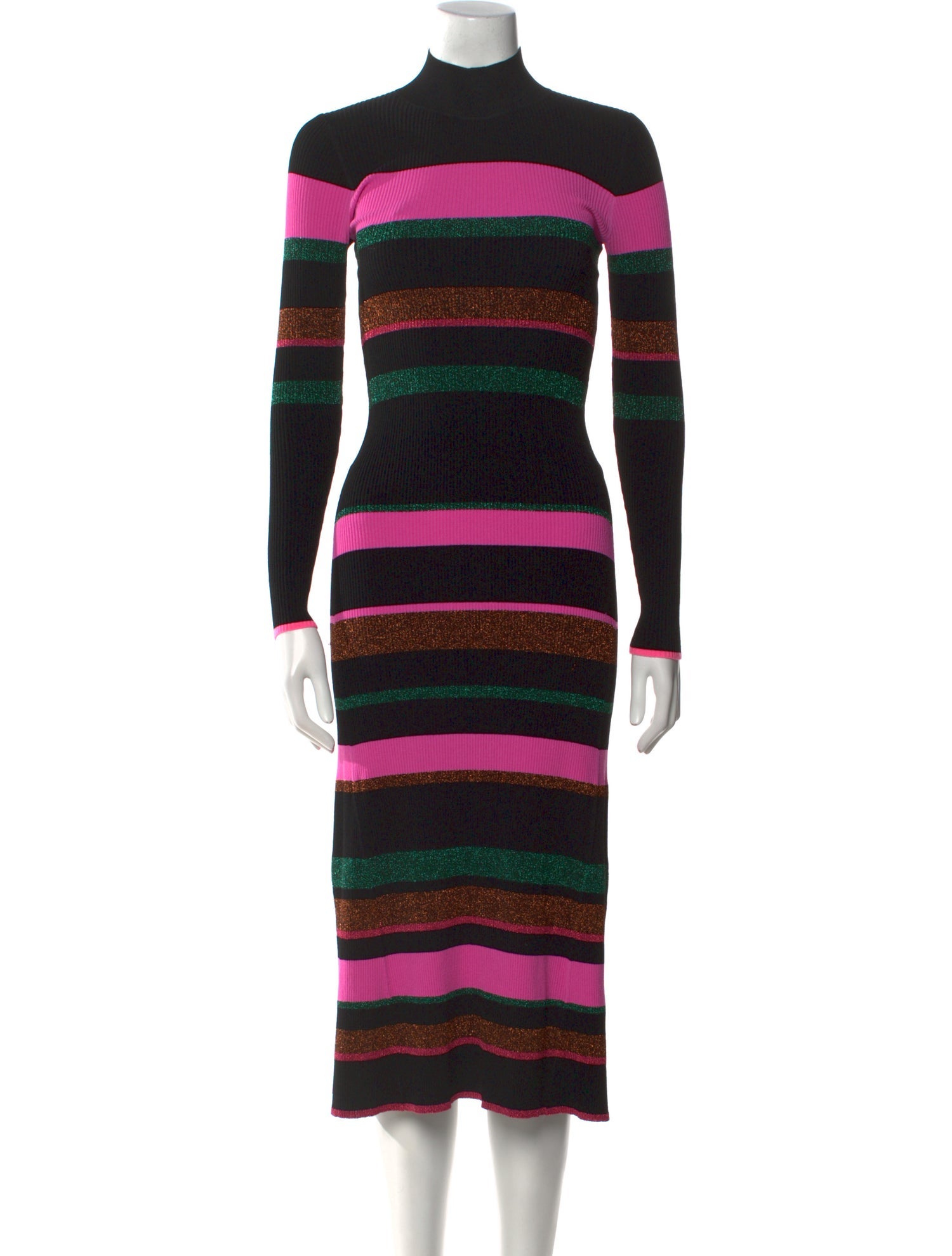 Tanya Taylor Striped Midi Length Dress