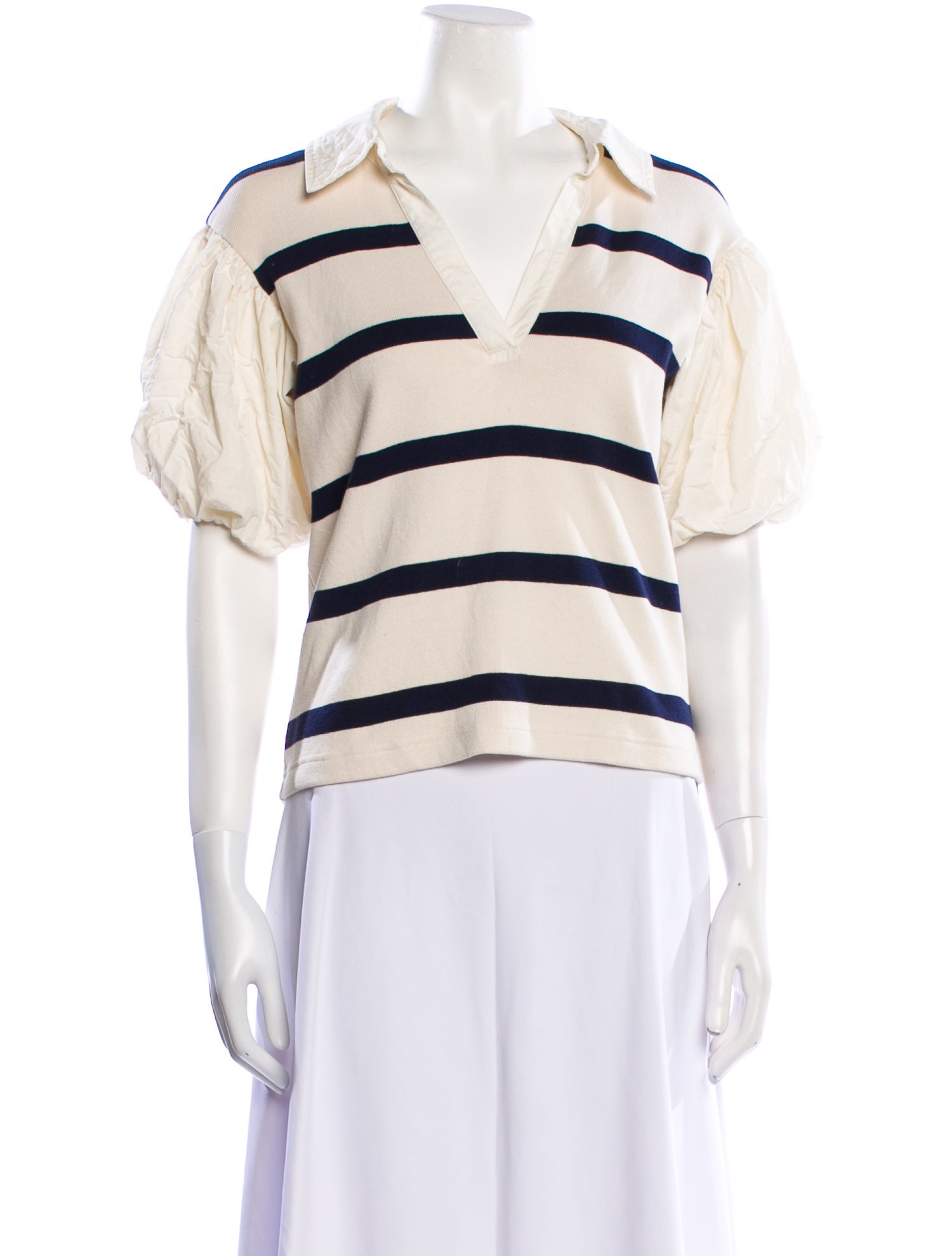 Tanya Taylor Striped V-Neck Polo