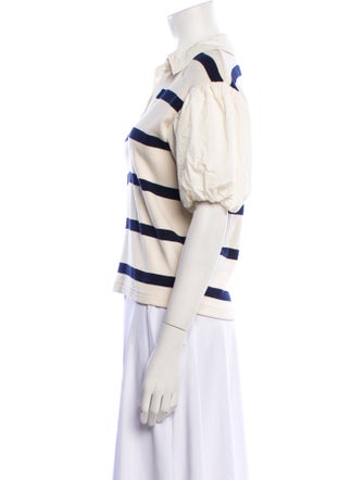 Tanya Taylor Striped V-Neck Polo