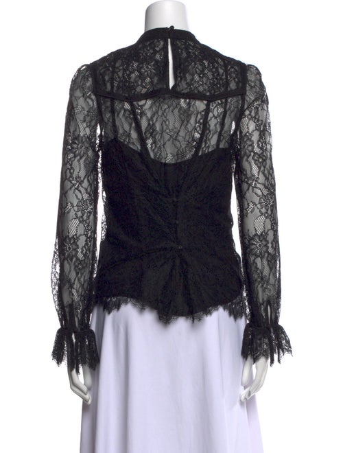 Tanya Taylor Lace Pattern Mock Neck Blouse