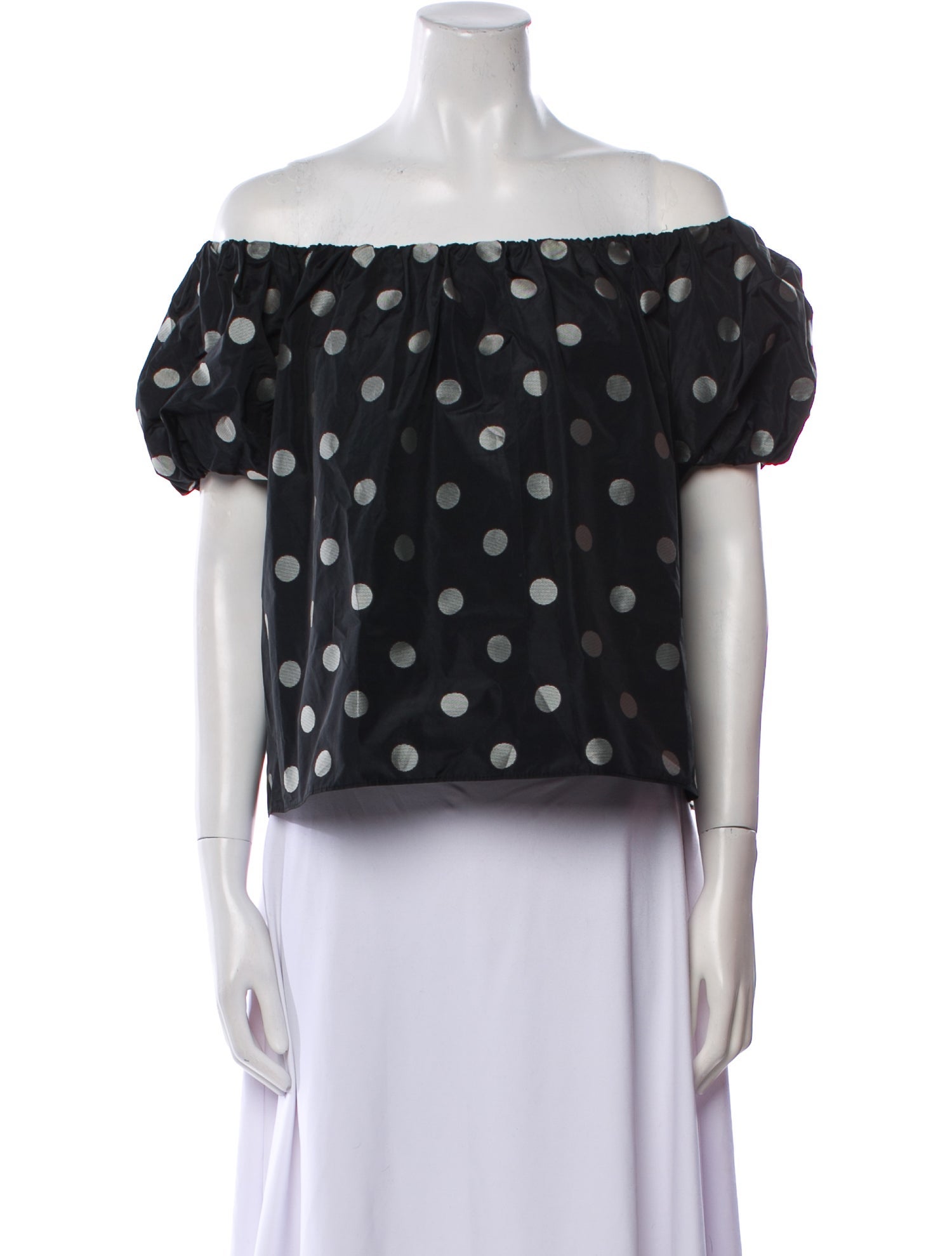 Tanya Taylor Polka Dot Print Off-The-Shoulder Crop Top w/ Tags