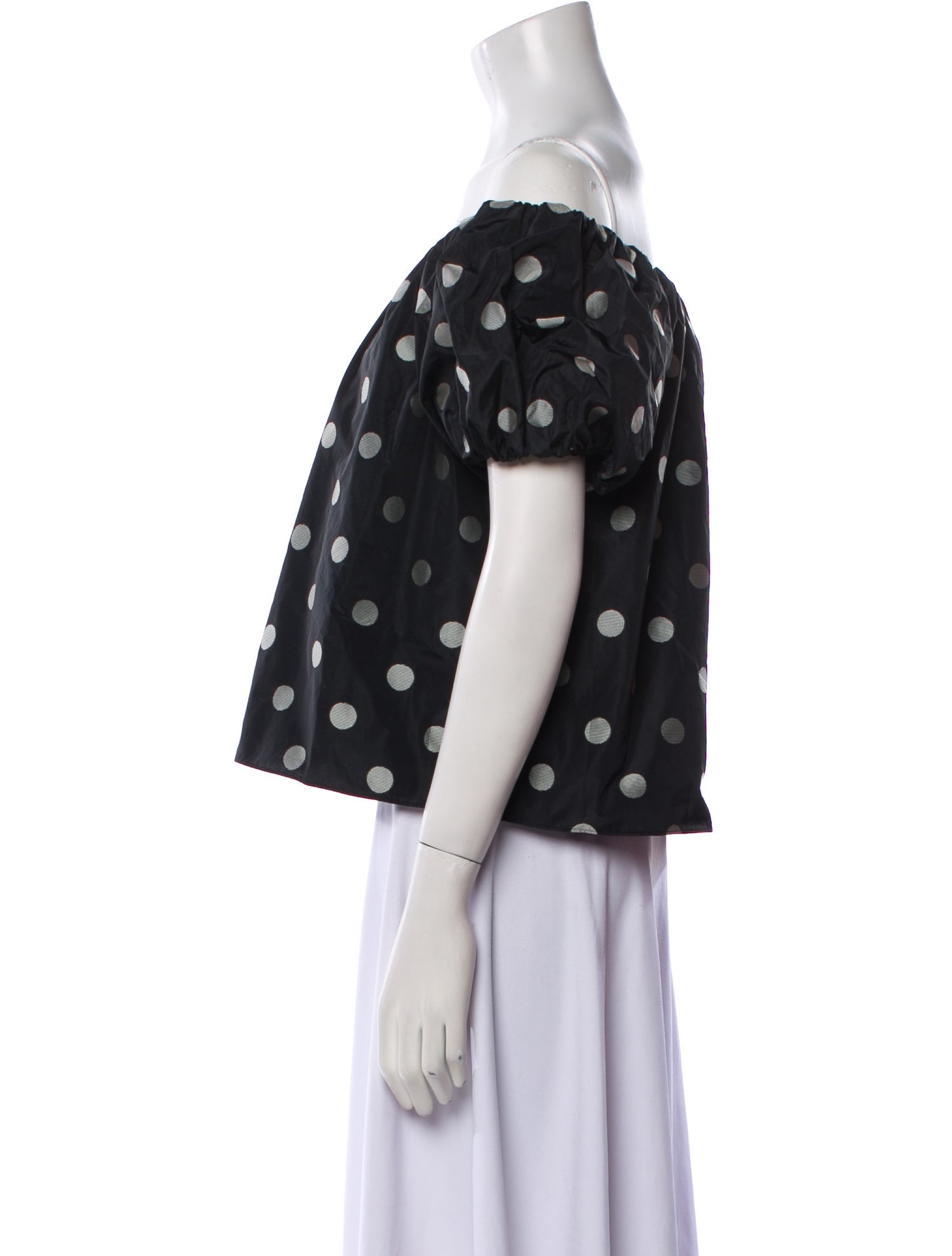 Tanya Taylor Polka Dot Print Off-The-Shoulder Crop Top w/ Tags