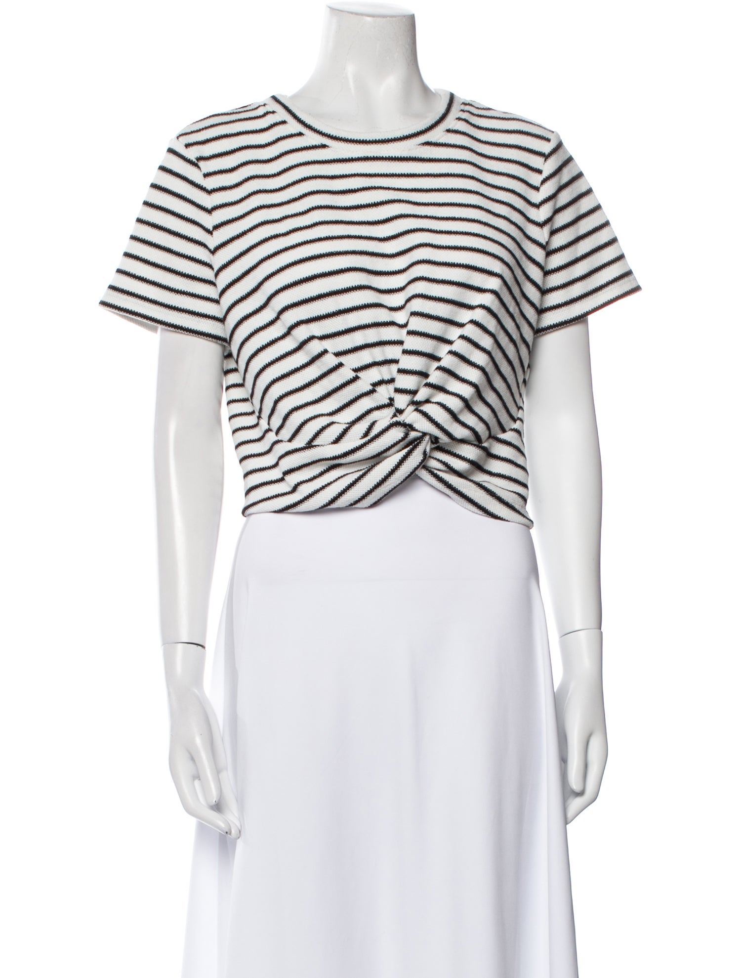 Tanya Taylor Striped Crew Neck Crop Top