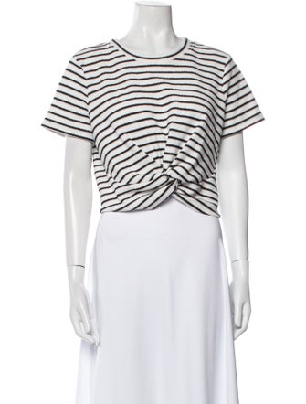 Tanya Taylor Striped Crew Neck Crop Top