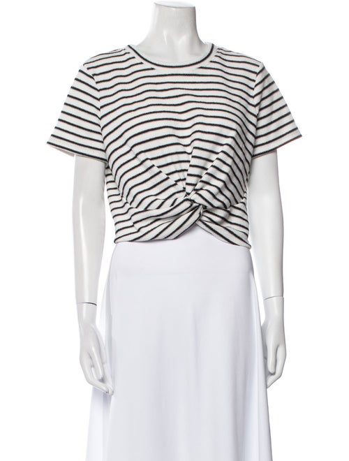 Tanya Taylor Striped Crew Neck Crop Top